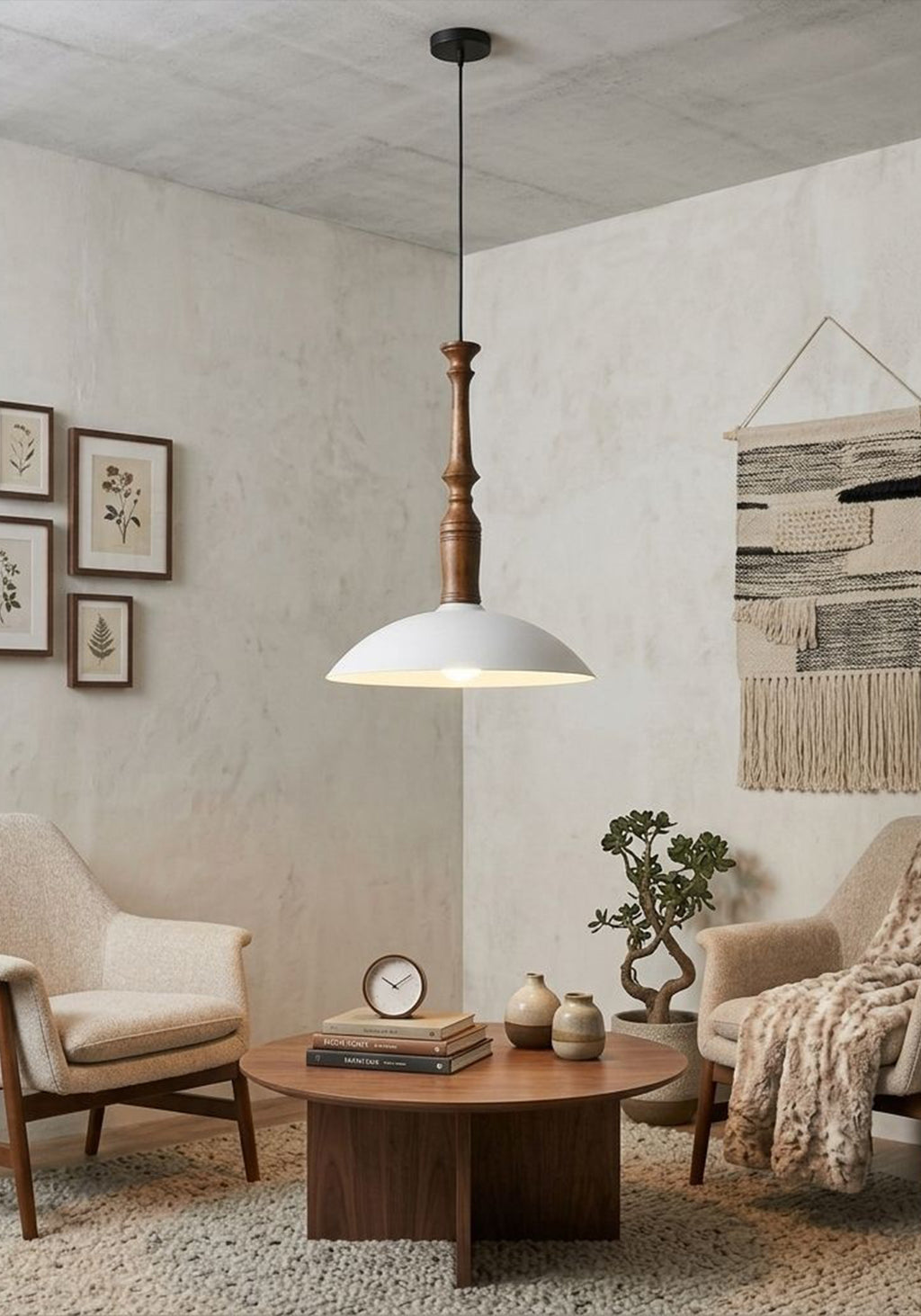 Solid Wood Spindle Pendant