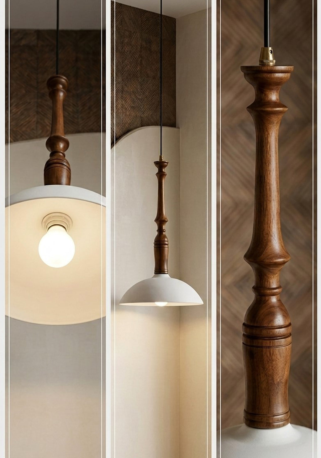 Solid Wood Spindle Pendant