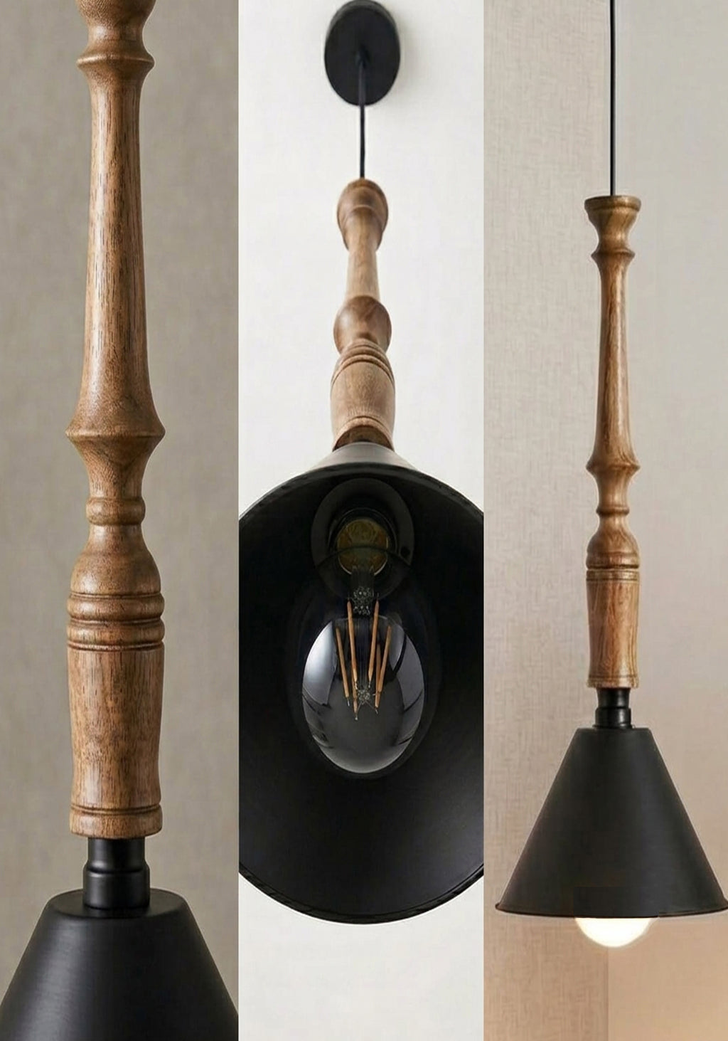 Natural Wood stack Pendant
